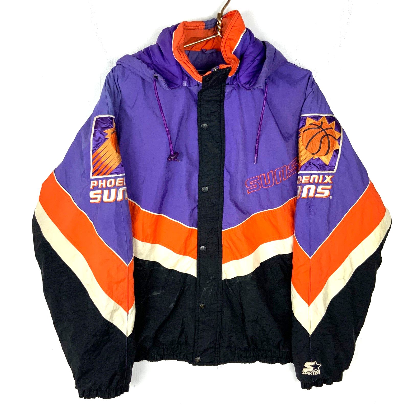 Vintage Phoenix Suns Starter Puffer Jacket Purple Large Nba Full Zip
