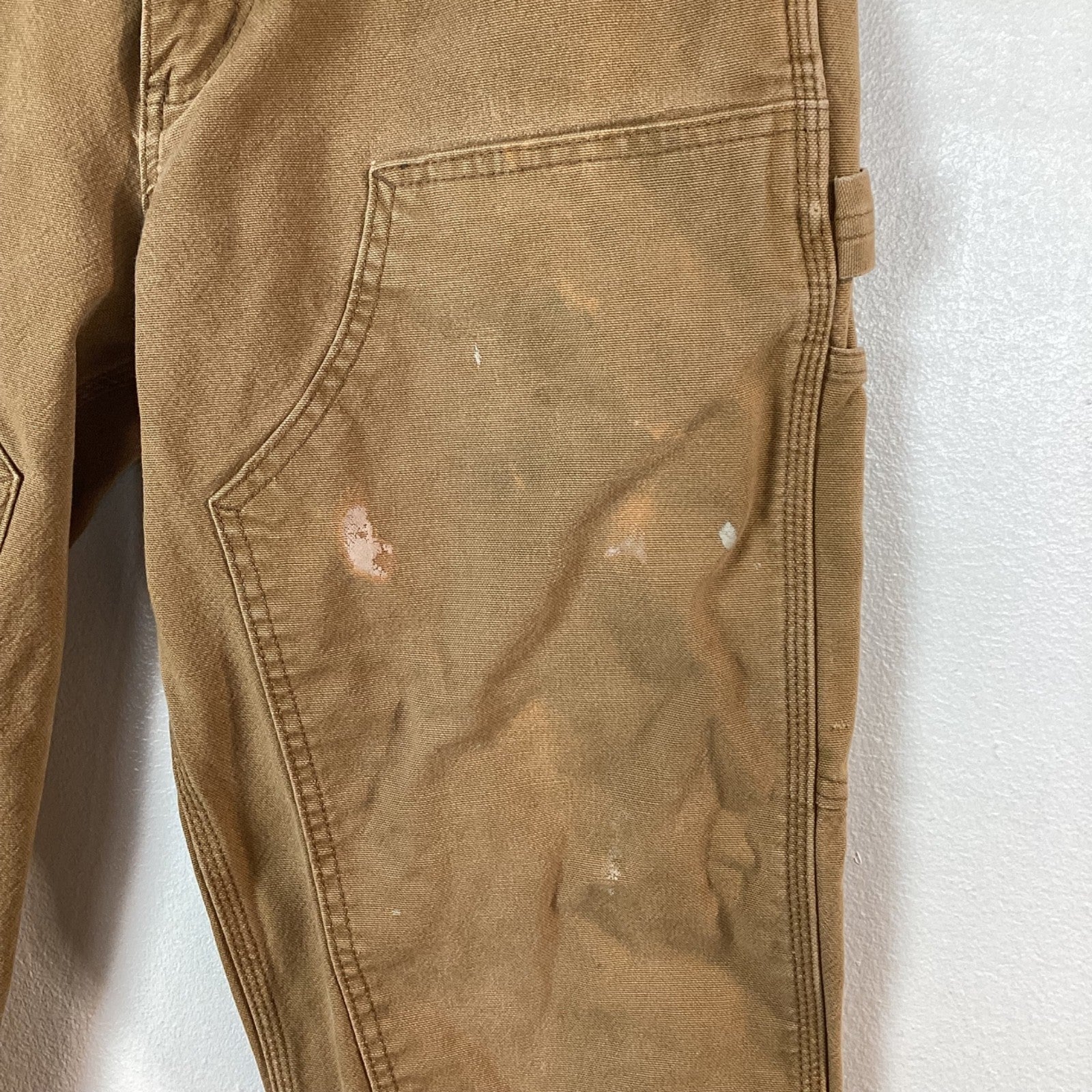 Carhartt Double Knee Dungaree Canvas Workwear Pants Size 32x36 Brown