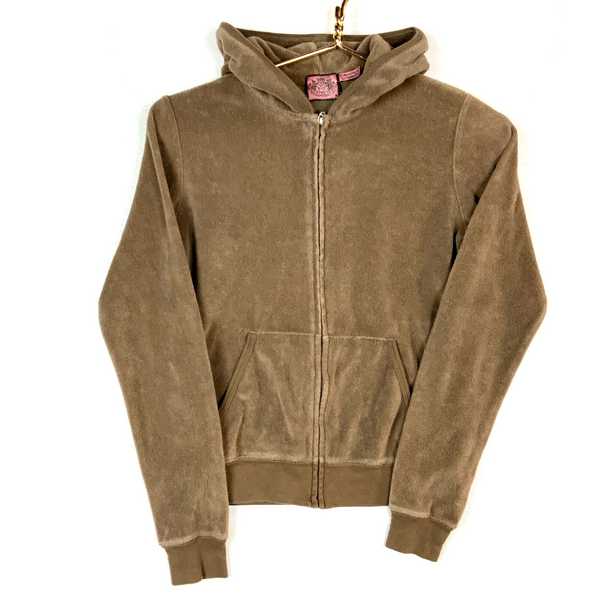 Vintage Juicy Couture Terry Cloth Women's Sweatshirt Hoodie Medium Full Zip Y2k