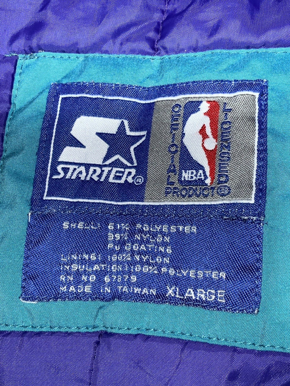 Vintage Charlotte Hornets Starter Bomber Jacket XL Hooded Puffer Full Zip Nba
