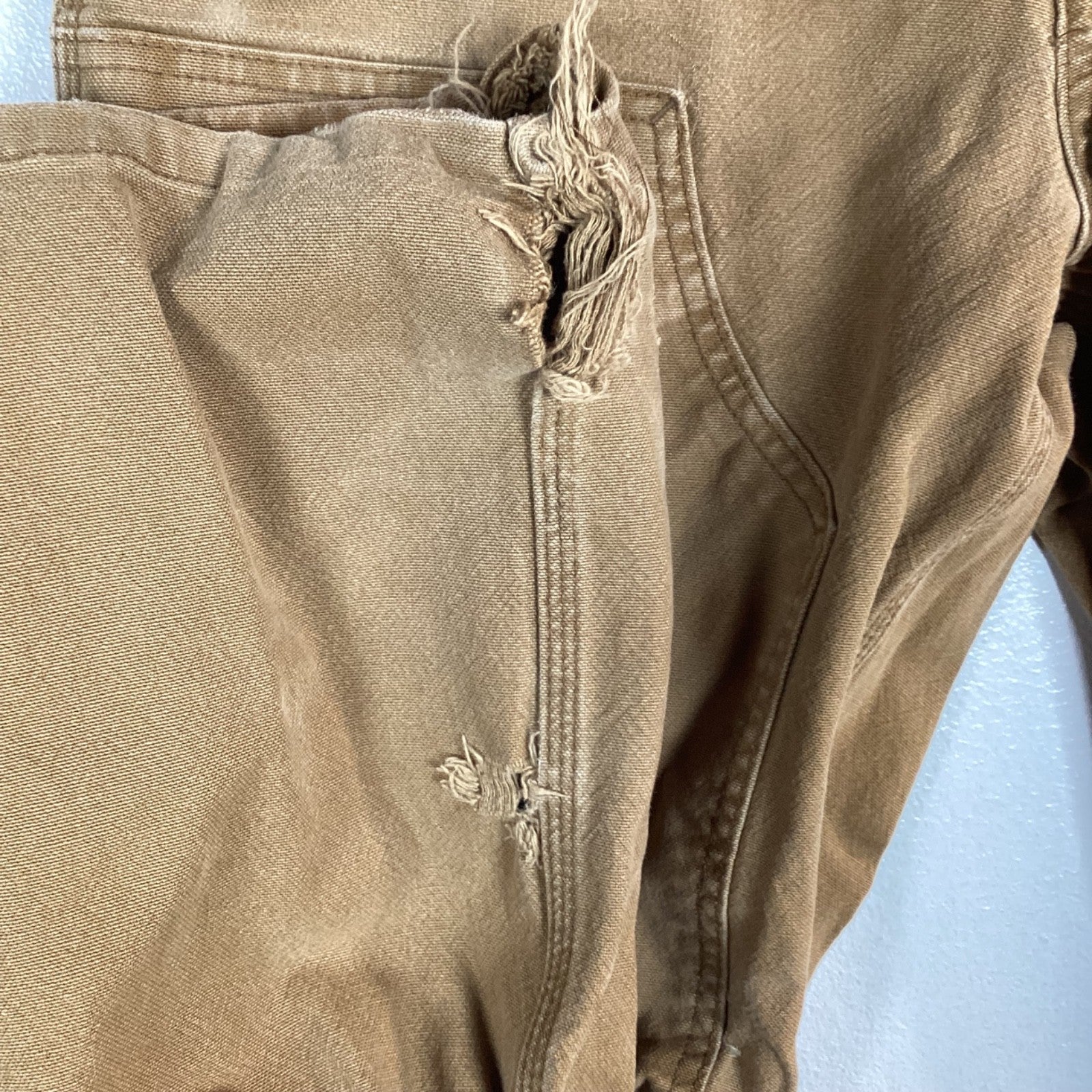 Carhartt Double Knee Dungaree Canvas Workwear Pants Size 32x36 Brown