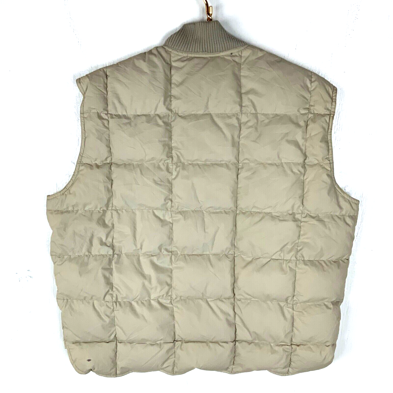 Vintage Eddie Bauer Goose Down Puffer Vest Jacket XL Beige Full Zip 1980s