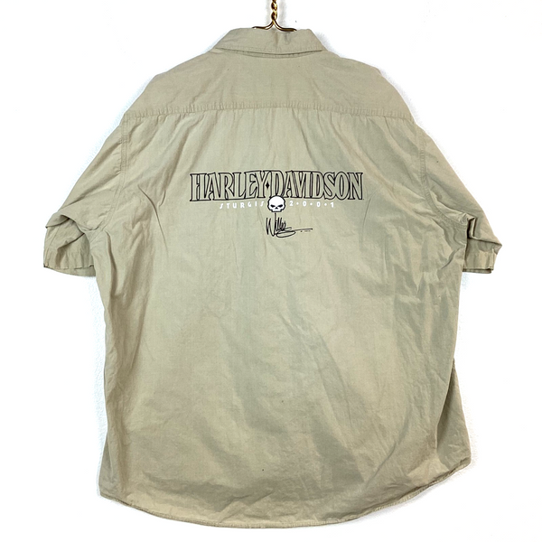 Vintage Harley Davidson Shirt Size Large Beige Short Sleeve Made In Usa