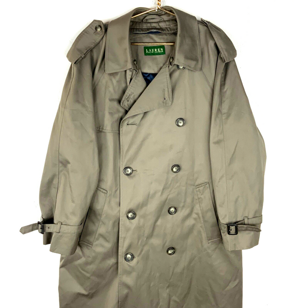 Vintage Lauren Ralph Lauren Women’s Trench Coat Jacket Size 42R Gray