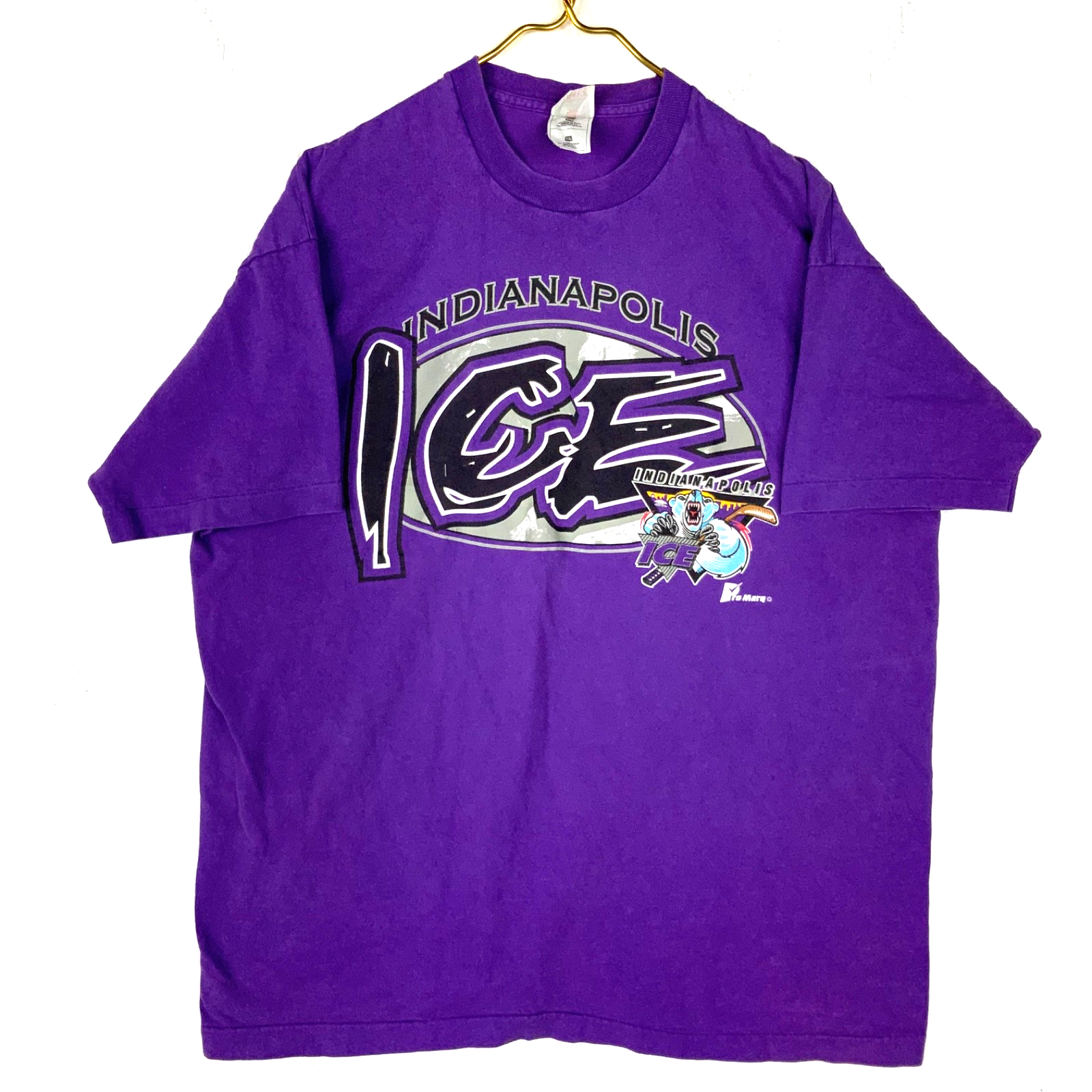 Vintage Indianapolis Ice T-Shirt 2XL Made Usa Single Stitch Ihl Chl Hockey 90s