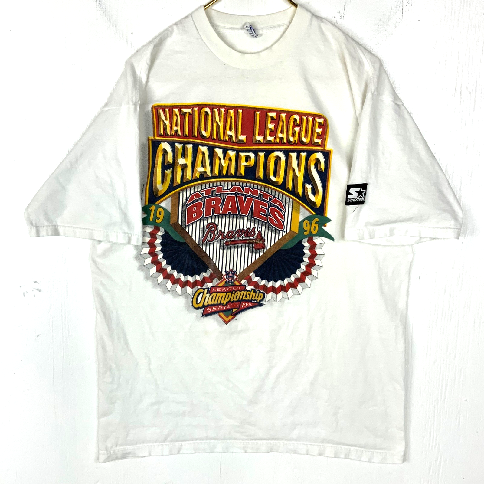 Vintage Atlanta Braves Starter T-shirt Large Mlb 1996 National League Champs 90s