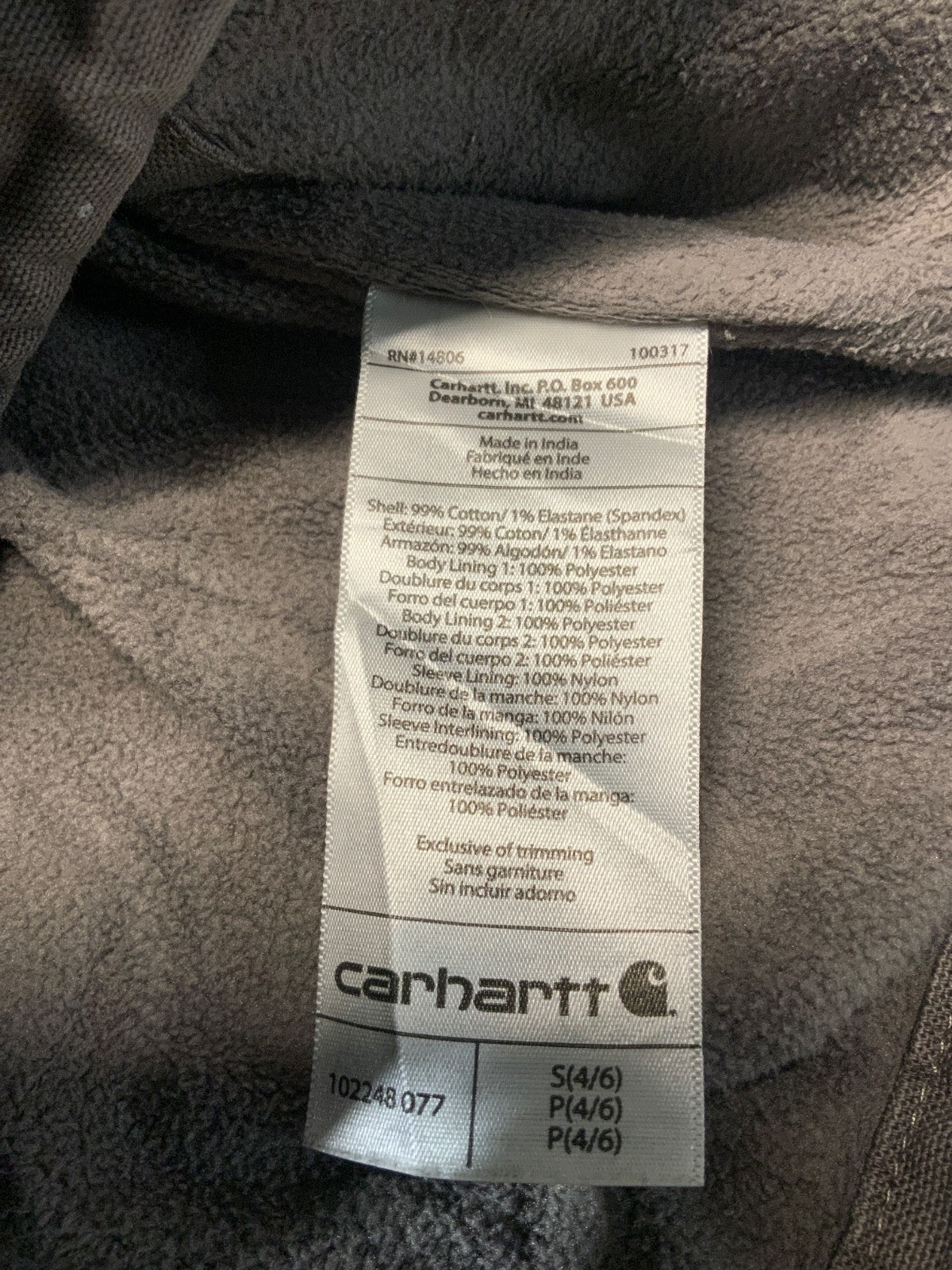 Carhartt Full Swing Jacket Women's Small Gray Full Zip Sherpa Lined Workwear