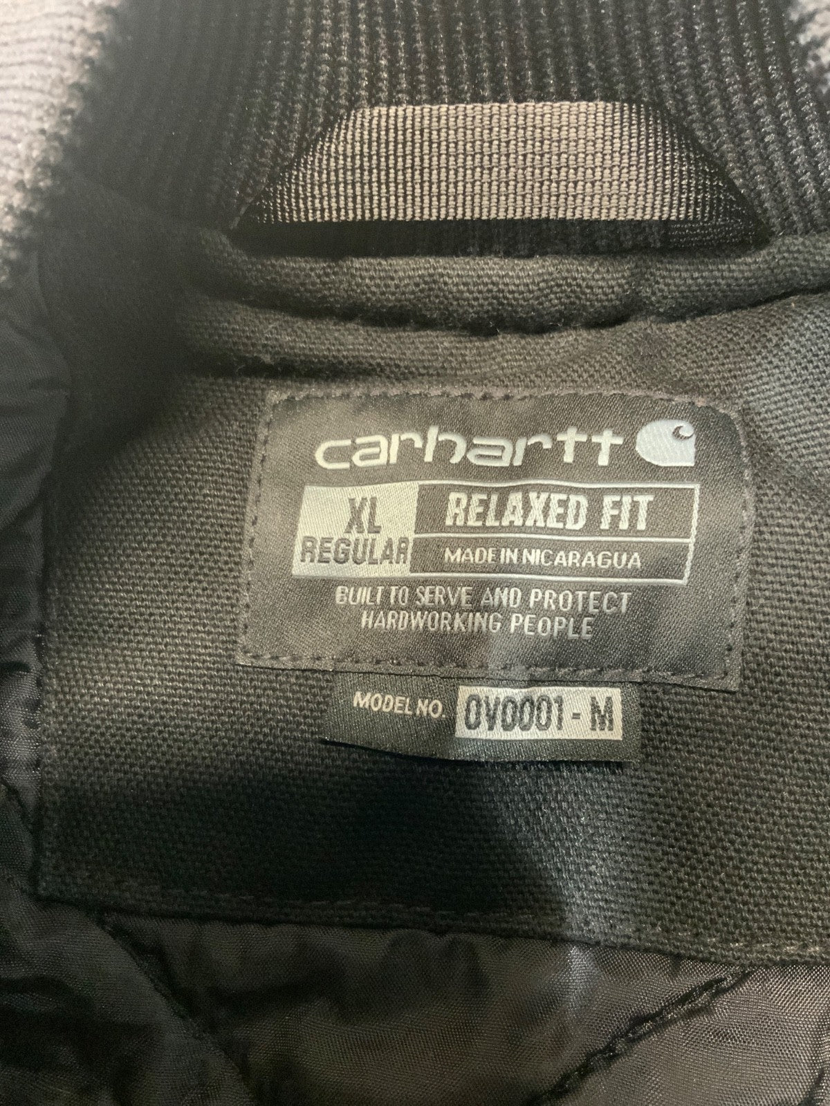 Carhartt Duck Vest XL Black Quilt Lined Full Zip
