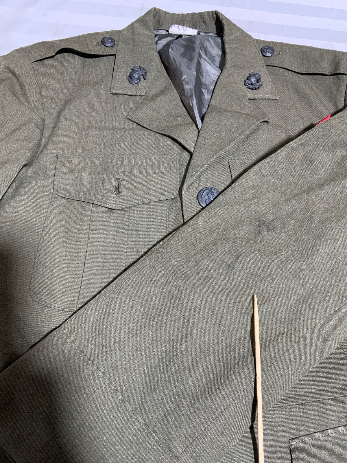 Vintage Us Army Blazer Jacket Size XS Green Button Up Usmc