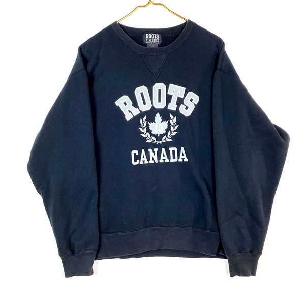 Vintage Roots Canada Sweatshirt Crewneck Size Large Black Made In Canada