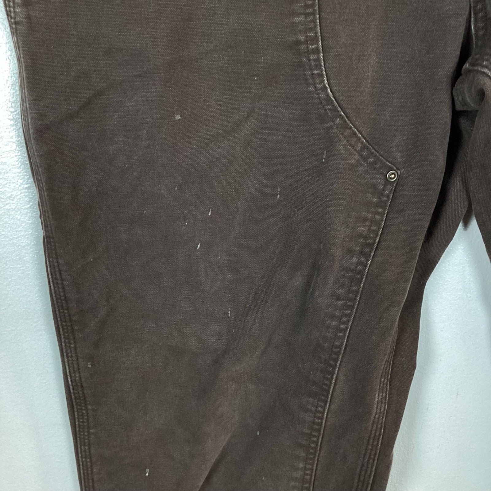 Carhartt Double Knee Dungaree Canvas Workwear Pants Size 42x32 Brown