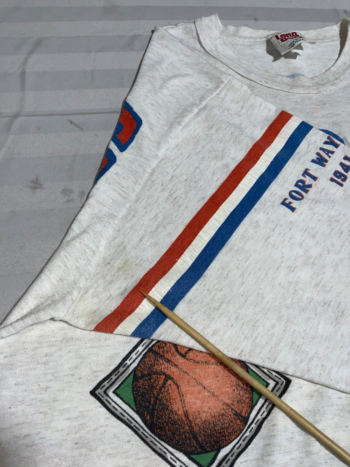 Vintage Detroit Pistons T-Shirt Large Gray 3/4 Sleeve Aop 1991 Nba Long Gone 90s