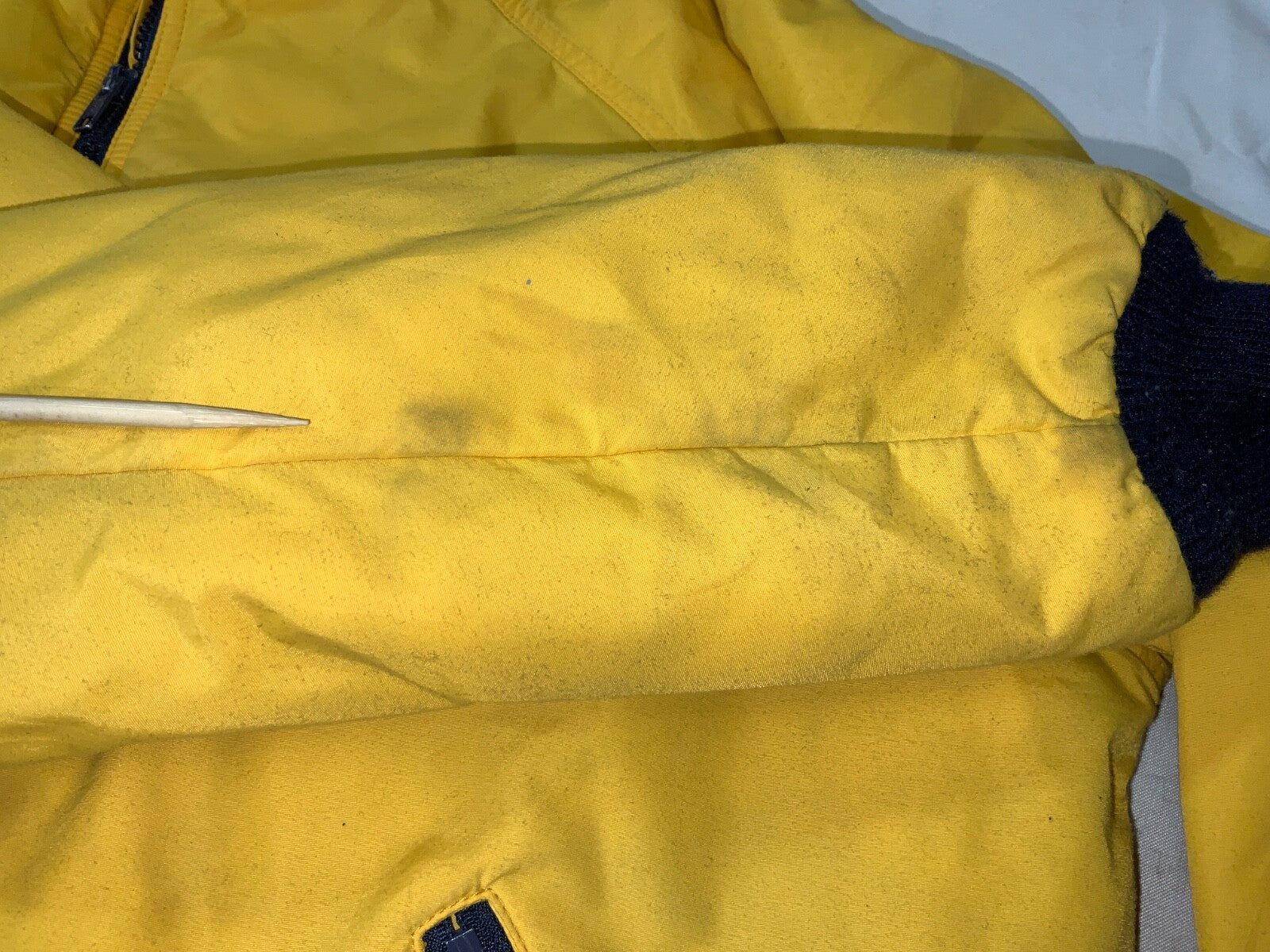 Vintage L.L. Bean Warm Up Jacket Large Yellow Full Zip Fleece Lined Bomber 90s