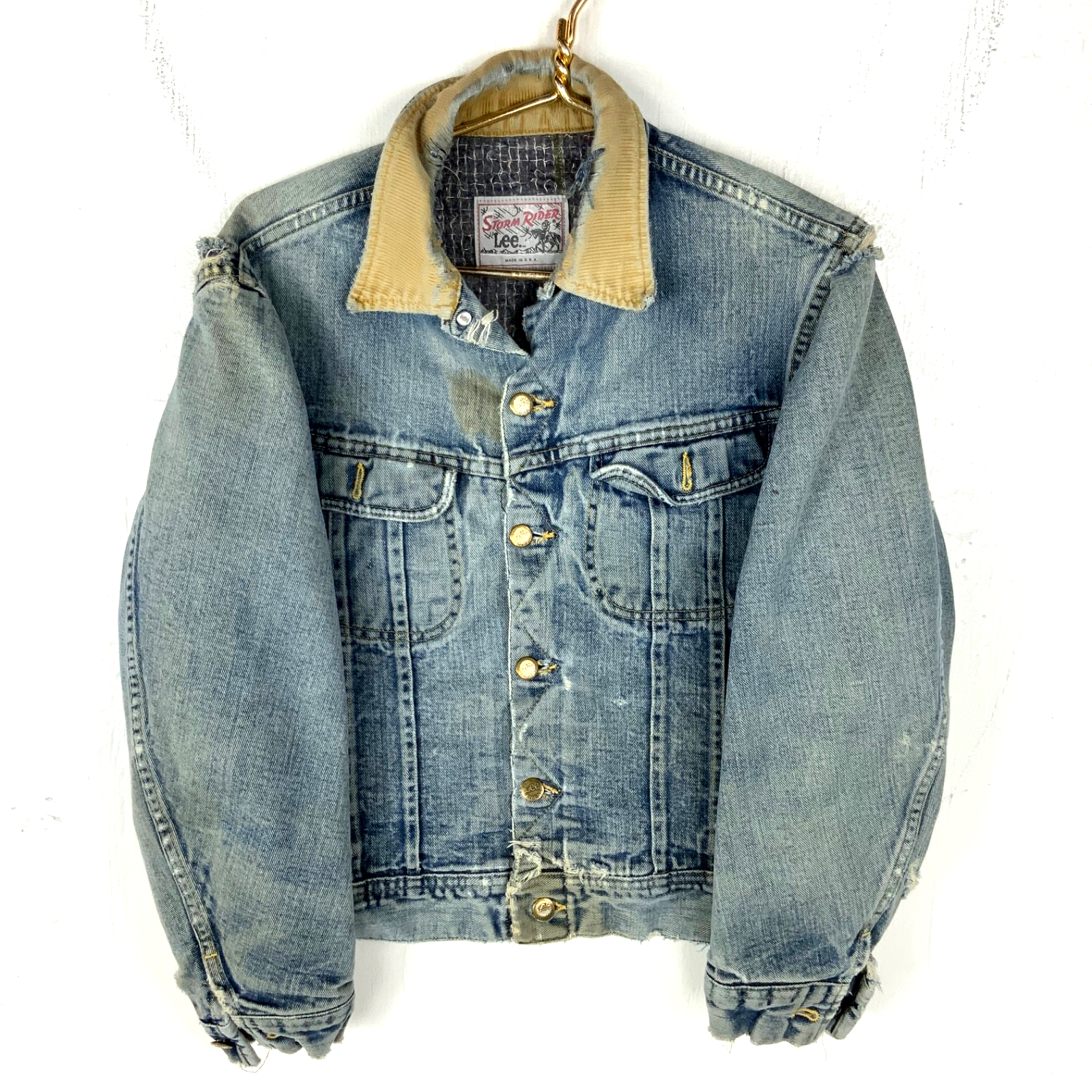 Vintage 1970s Lee Storm Rider Denim Jean Jacket Small Blue Blanket Lined