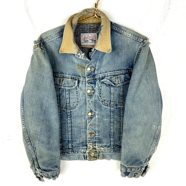 Vintage 1970s Lee Storm Rider Denim Jean Jacket Small Blue Blanket Lined