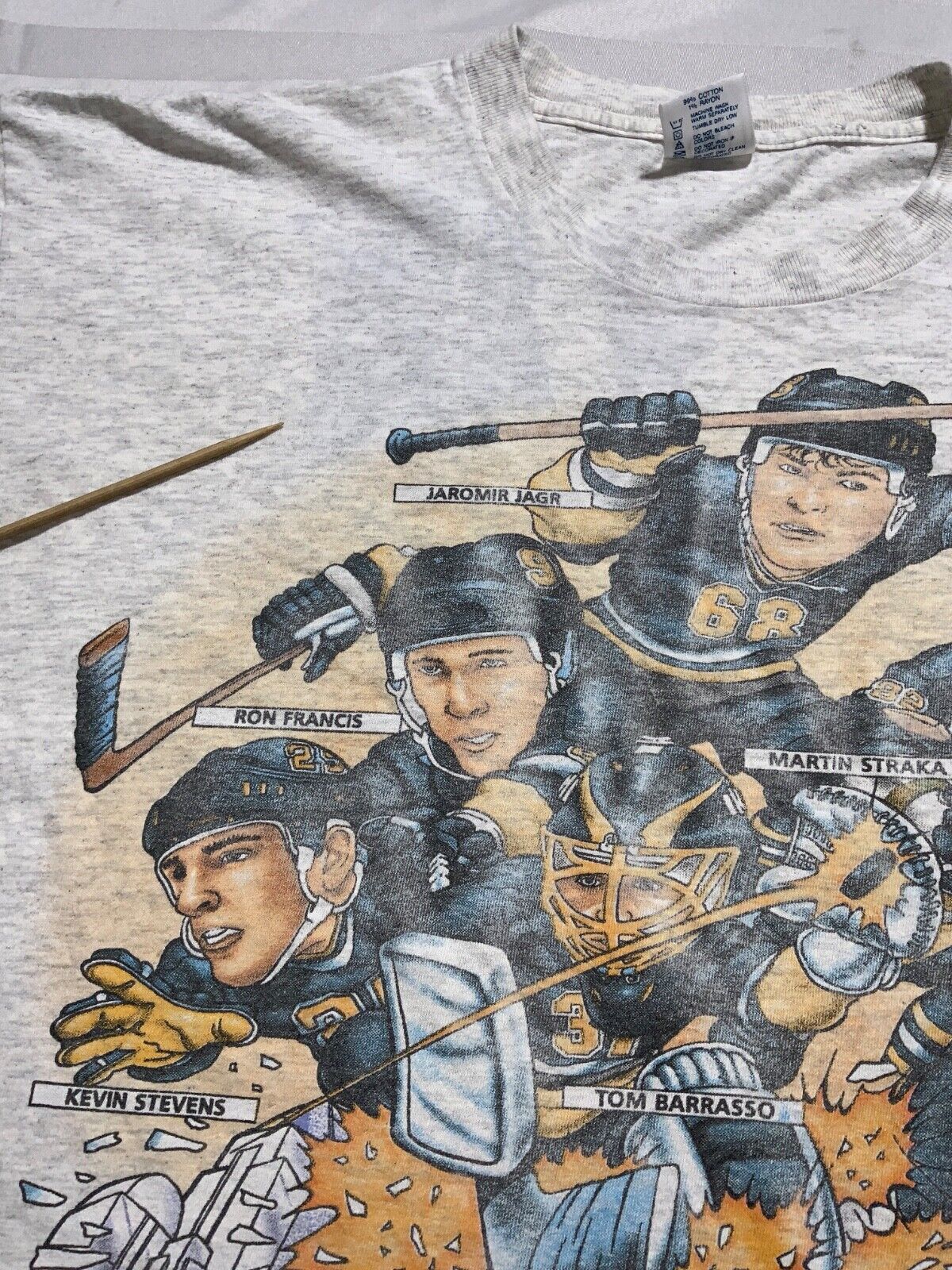 Vintage Pittsburgh Penguins Caricature Delta T-shirt XL Gray Single Stitch Nhl