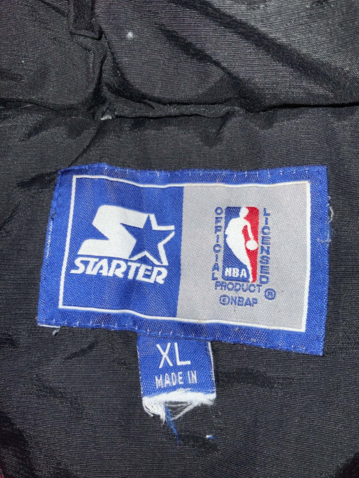 Vintage Chicago Bulls Starter Puffer Jacket XL Black Nba 1/4 Zip