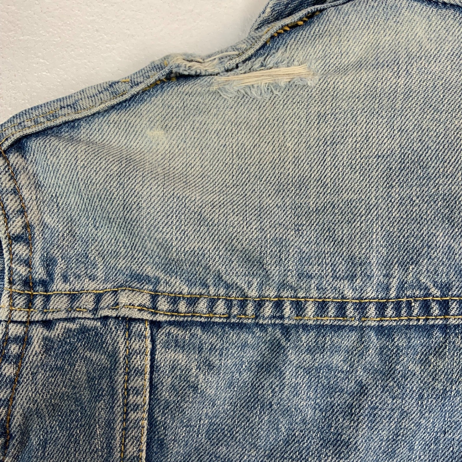 Vintage 1970s Big Yank Western Style Denim Jean Jacket Small Blue Snap Button