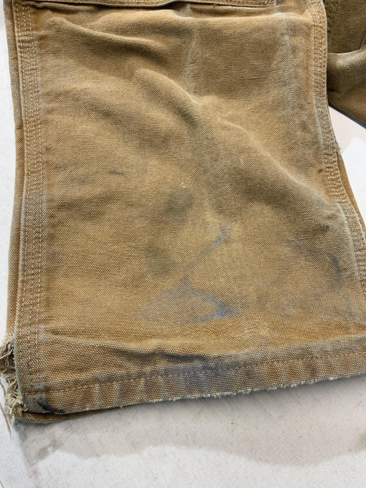 Carhartt Double Knee Dungaree Canvas Workwear Pants 36x34 Brown Distressed