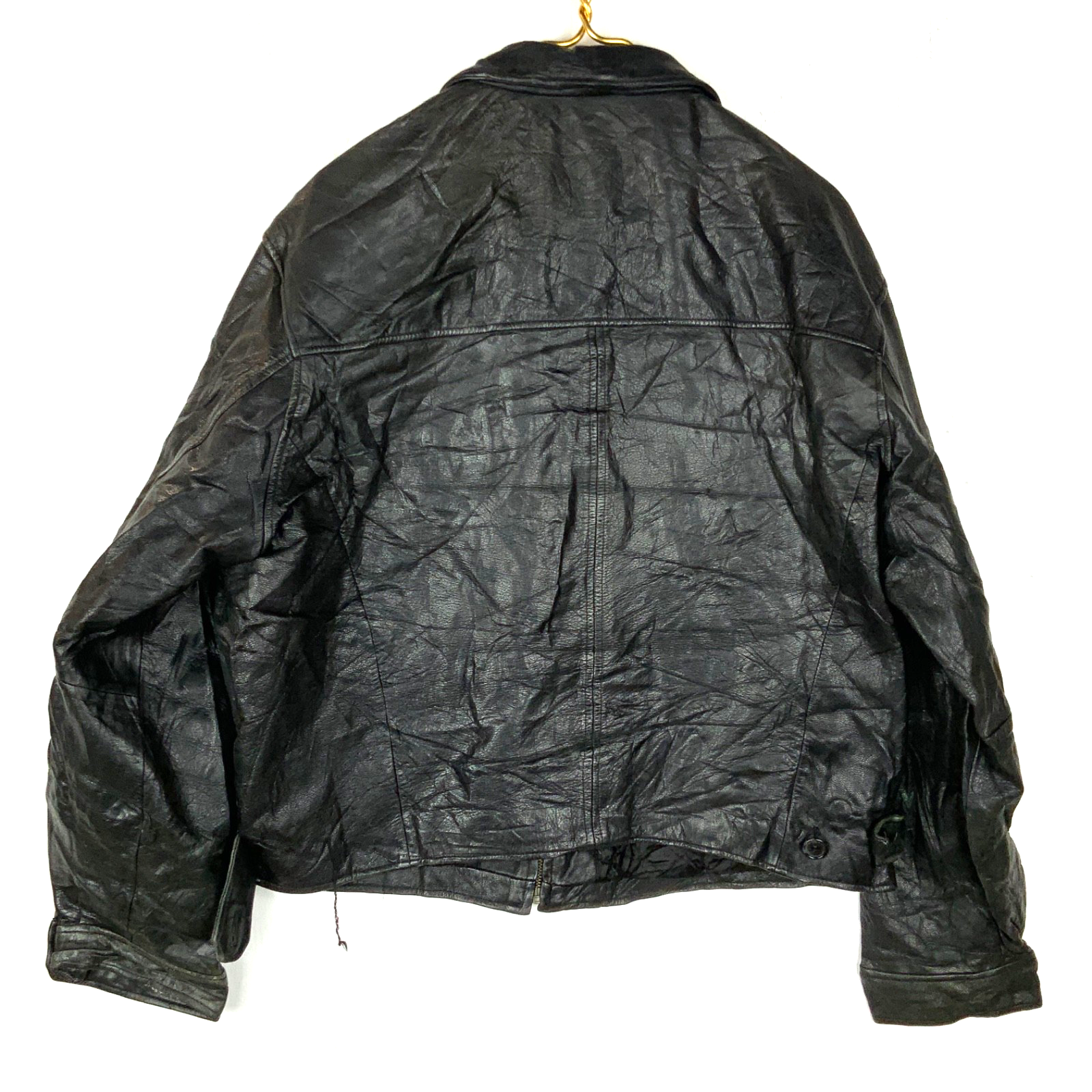 Vintage J.Crew Leather Bomber Jacket Large Black Full Zip Lined