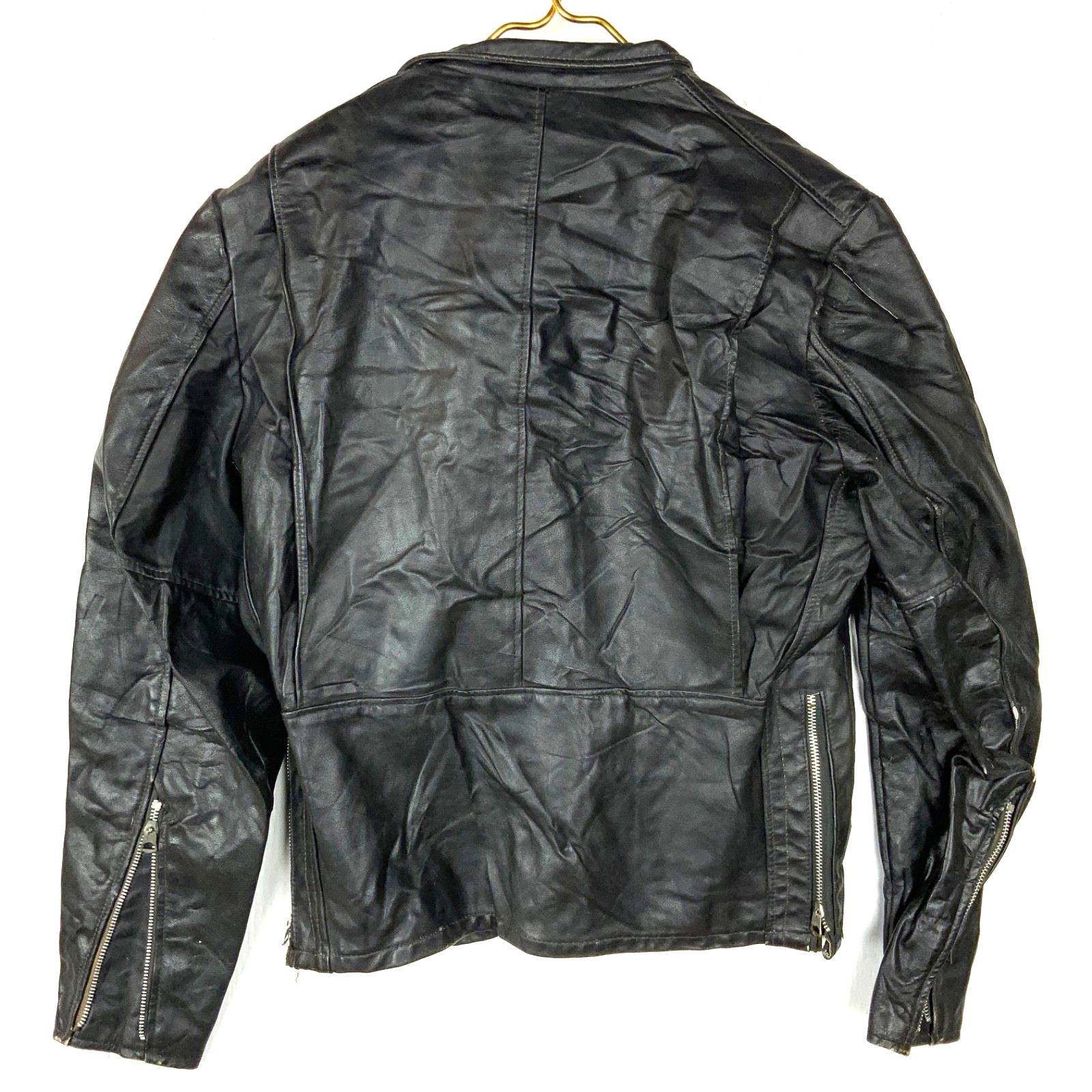 Vintage Excelled Leather Cafe Racer Jacket Small Full Zip Lined Made Usa 80s