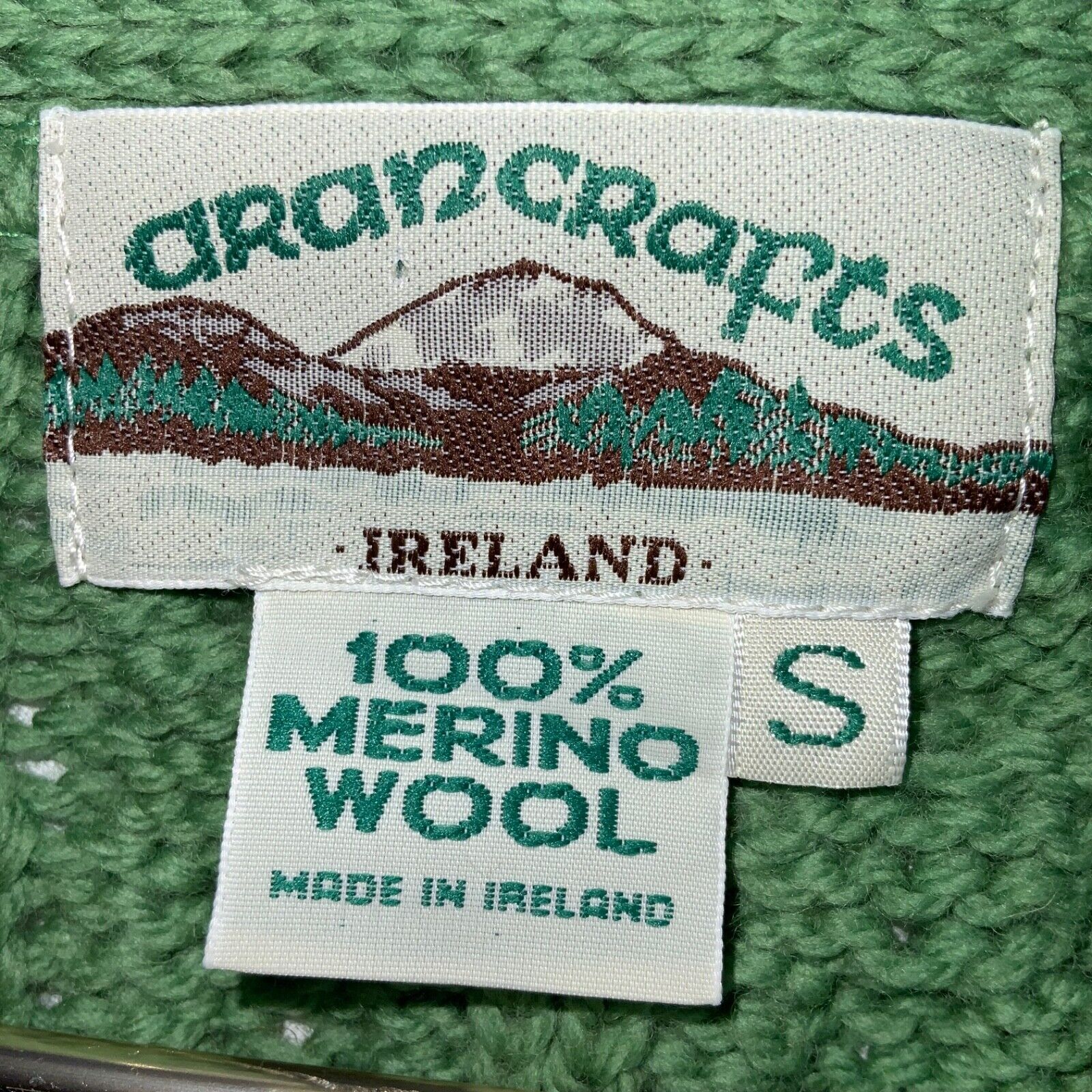 Aran Crafts Cable Knit Wool Sweater Women's Small Cardigan Made Ireland