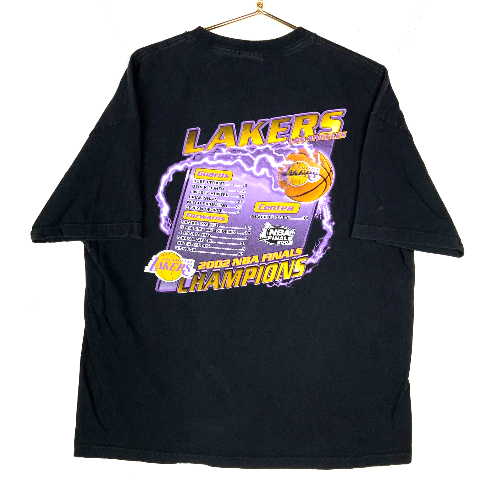 Vintage Los Angeles Lakers T-Shirt 2XL Black 2002 Nba Champs Three In A Row Y2K