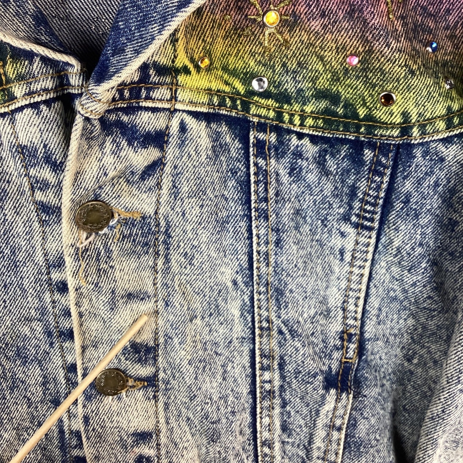 Vintage Teddy Bare Dirty Dancing Denim Jean Jacket Women's Large Blue Made Usa