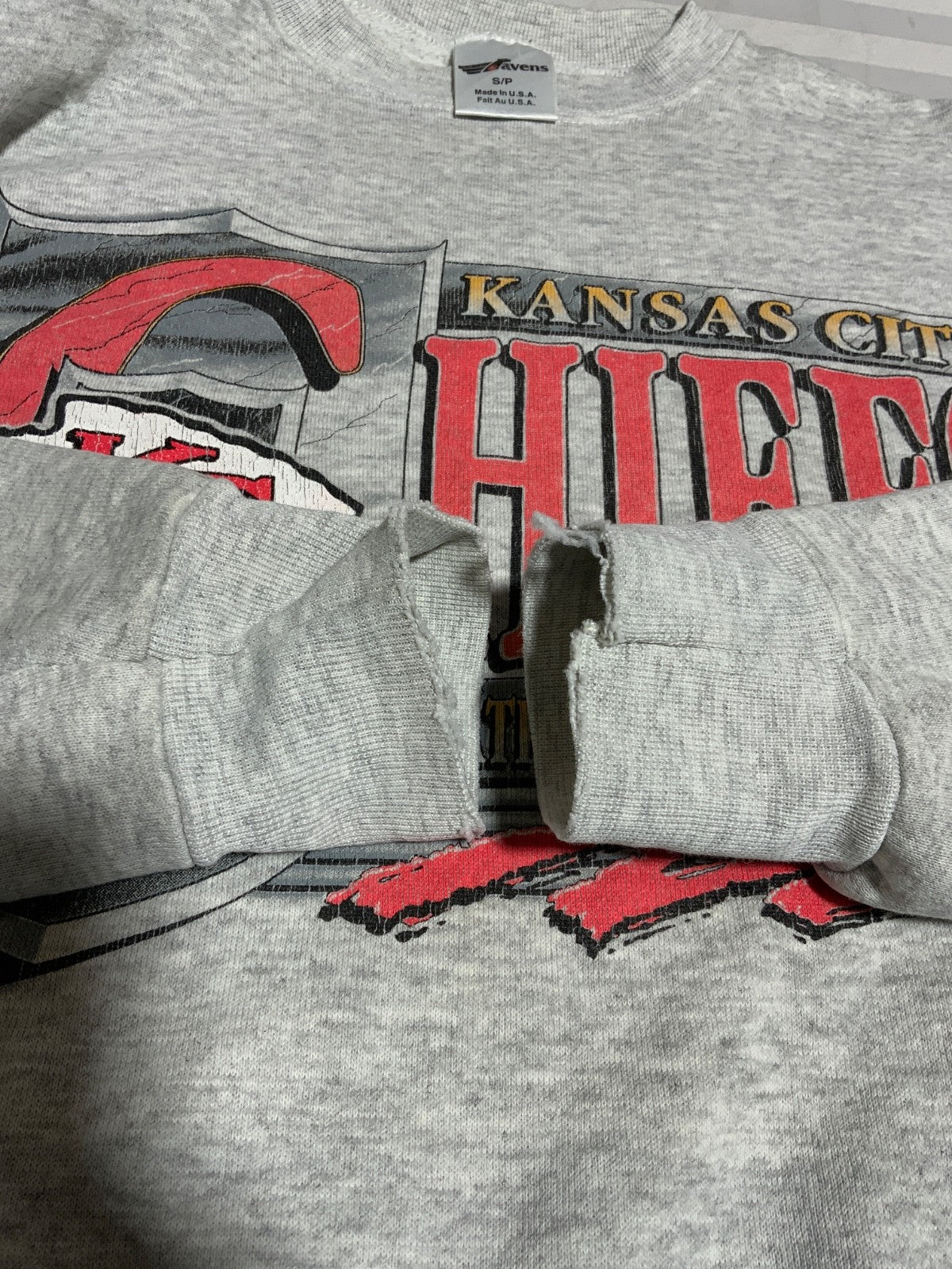 Vintage Kansas City Chiefs Sweatshirt Small Gray Made Usa Nfl Football 90s