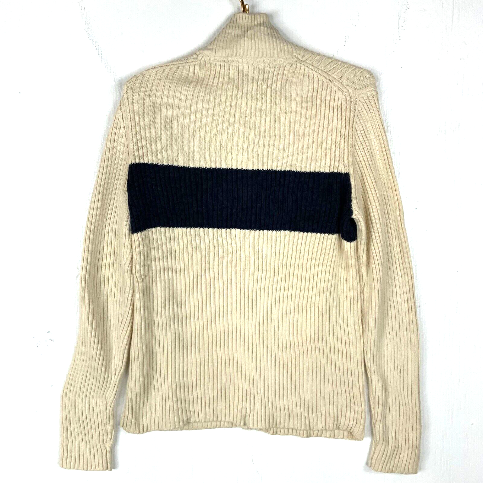 Vintage Polo Jeans Ralph Lauren Knit Sweater Women's Medium Beige Full Zip