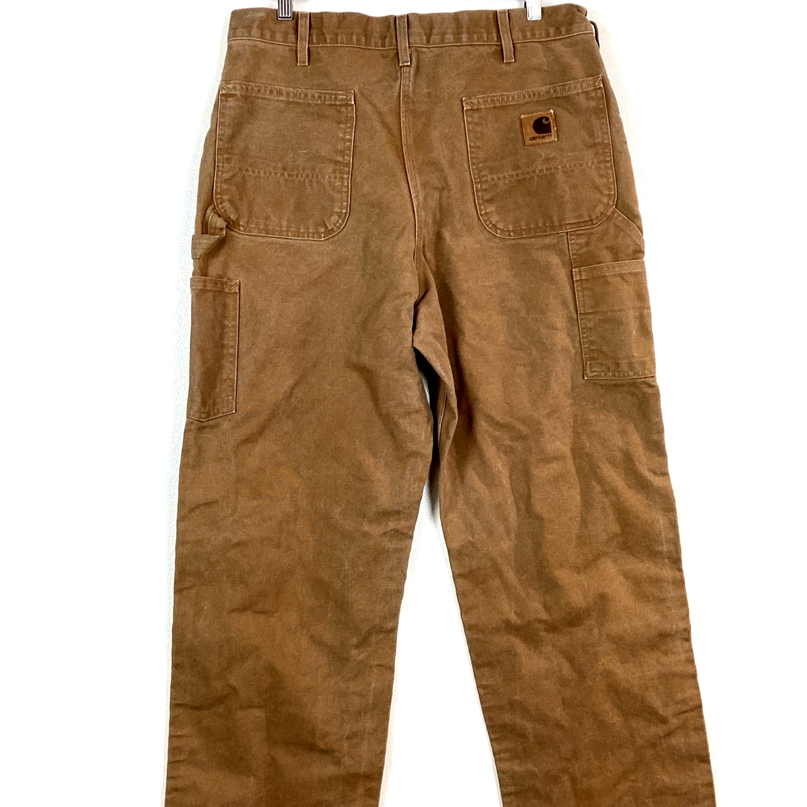 Carhartt Dungaree Fit Canvas Workwear Pants Size 38x34 Brown Carpenter