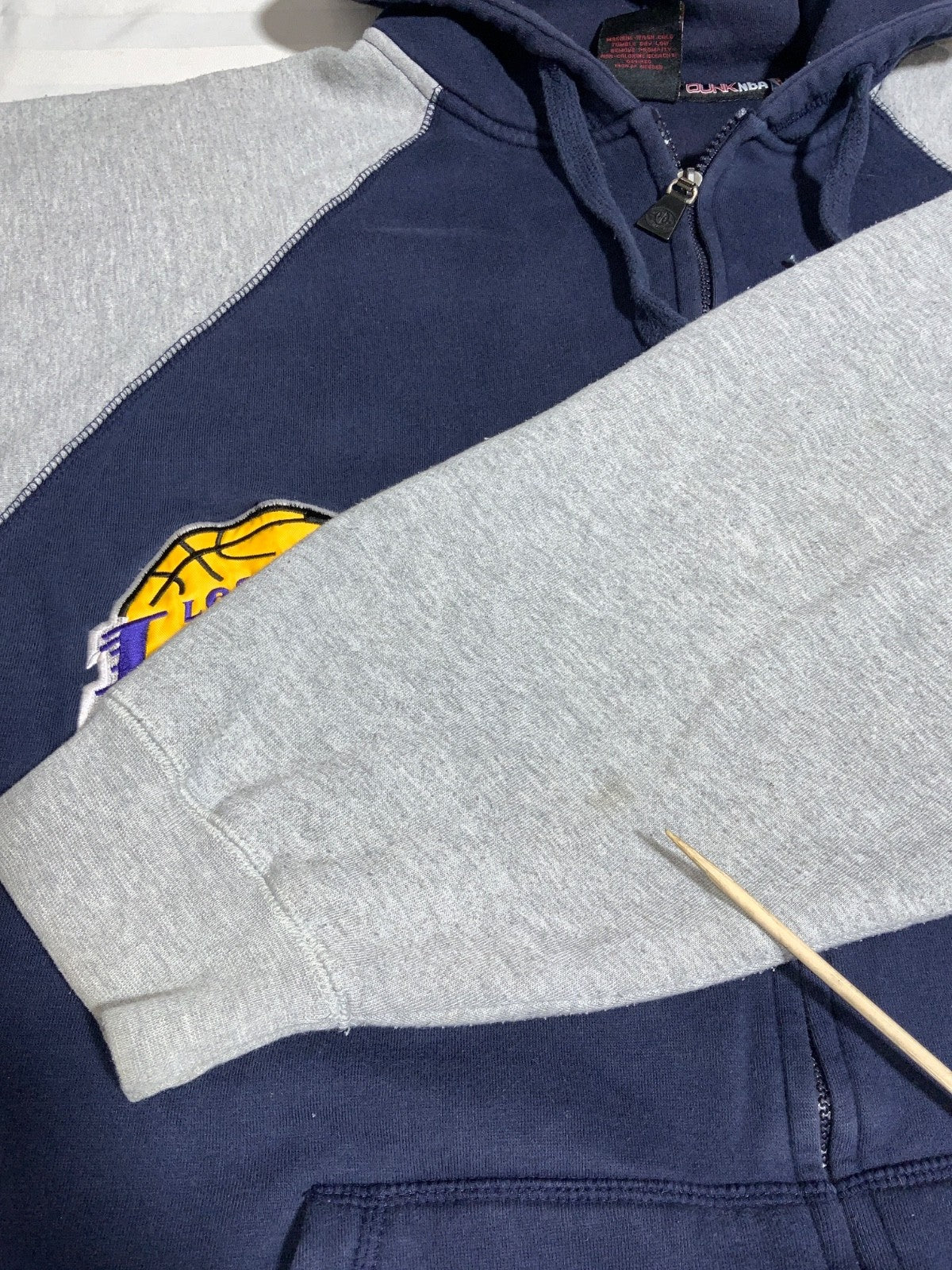 Y2K Nba Teams Patch Sweatshirt Hoodie 2XL Blue Full Zip Embroidered Dunk Nba
