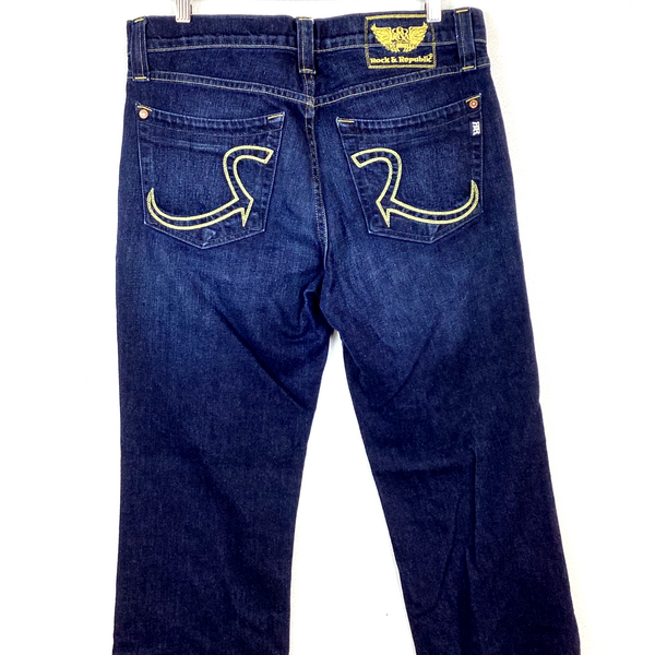 Vintage Y2k Rock & Republic Denim Jean Size 34 Blue Bootcut
