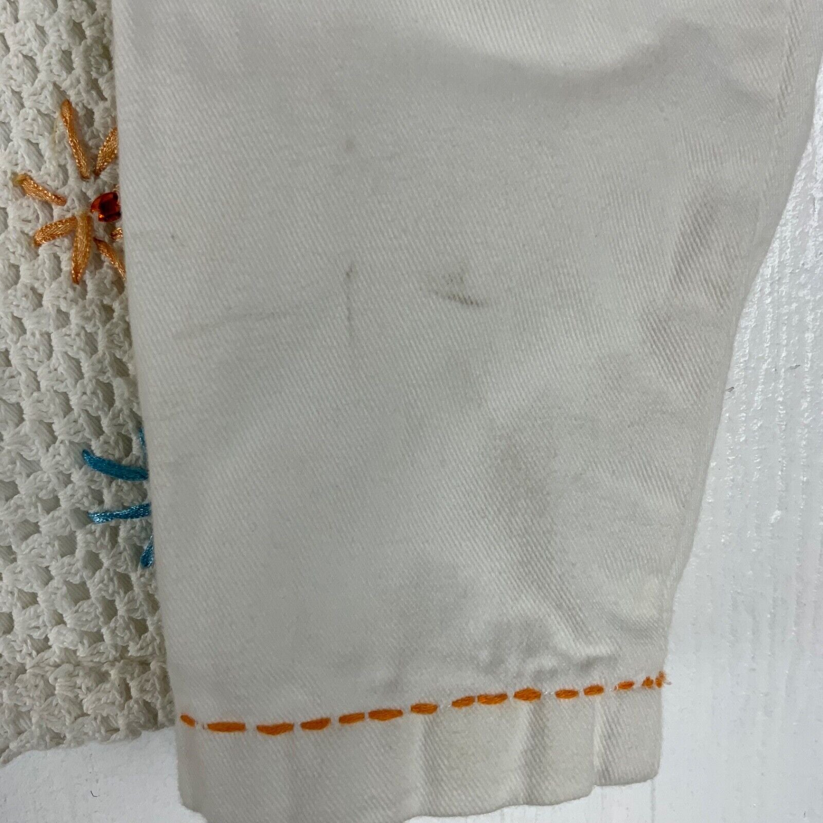 Vintage Breckenridge Women's Denim Jean Jacket PM White Embroidered 90s