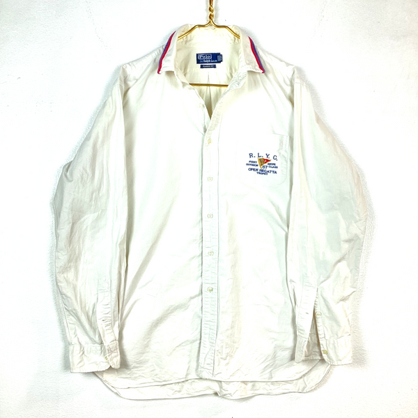 Vintage Polo Ralph Lauren Yacht Club Open Regatta Trophy Shirt Size Large White