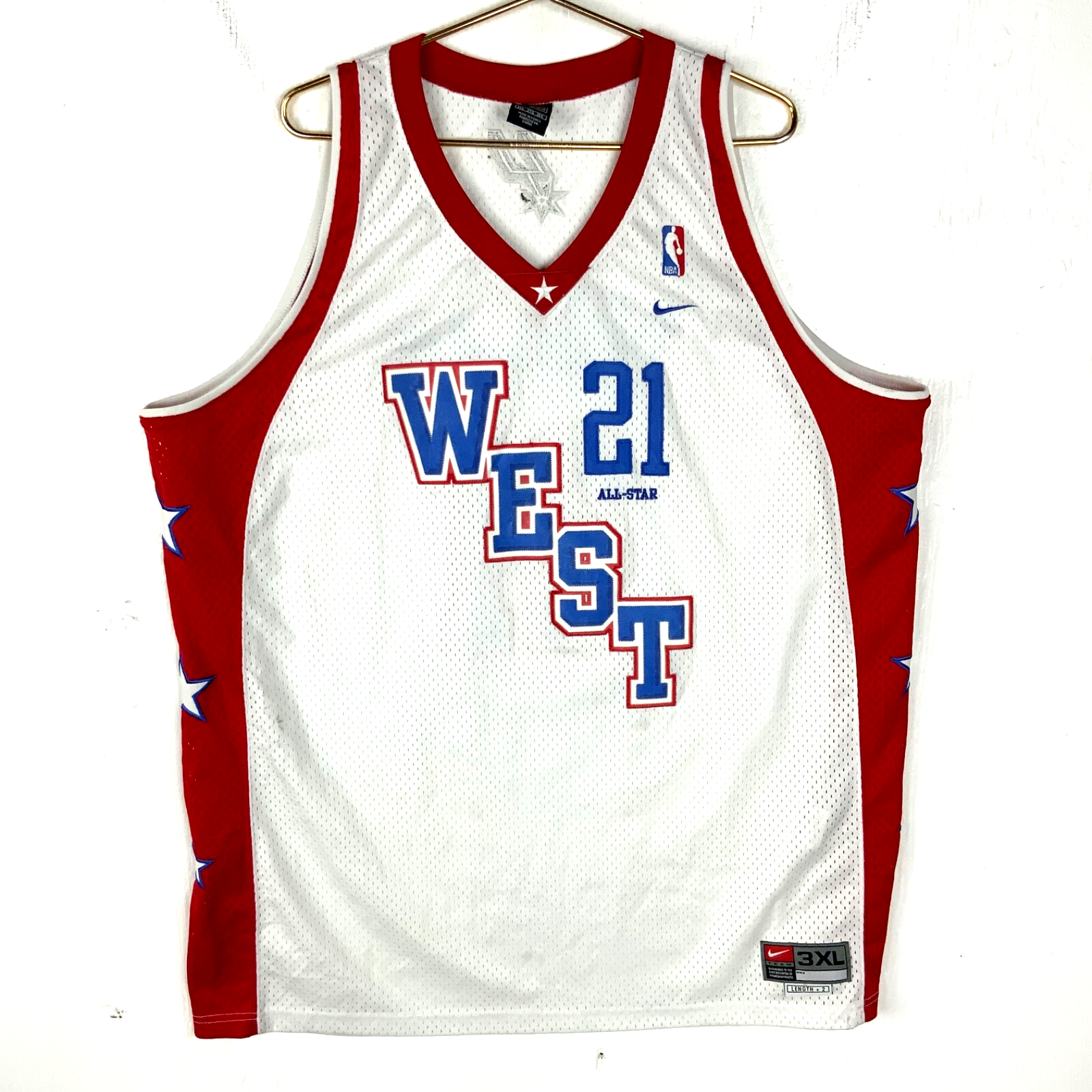 Vintage Nike Tim Duncan All Star Game Jersey 3XL White Nba