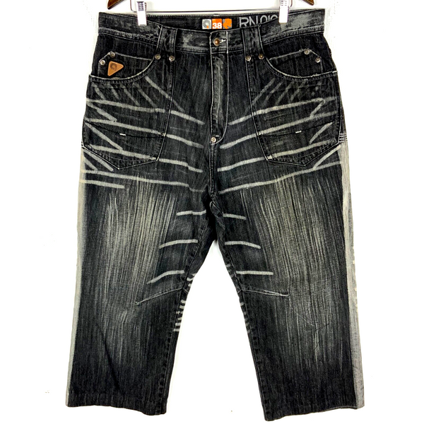Vintage Akademiks Baggy Y2k Denim Jean Size 38x25 Black