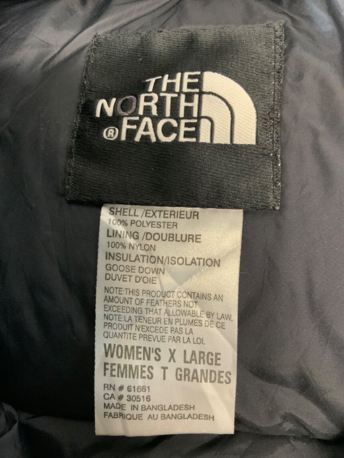 Vintage The North Face Nuptse 600 Down Women's Jacket XL Blue Full Zip