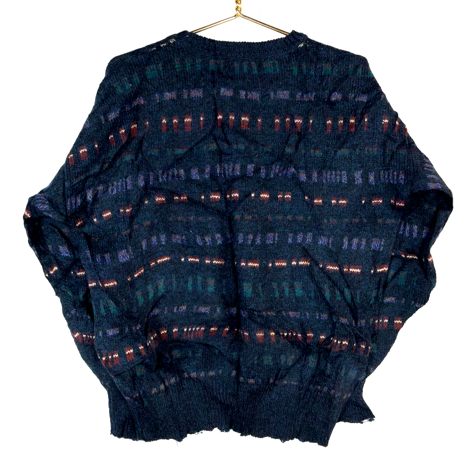 Vintage Pendleton Lobo Wool Knit Sweater Large Blue Crewneck Pattern 90s