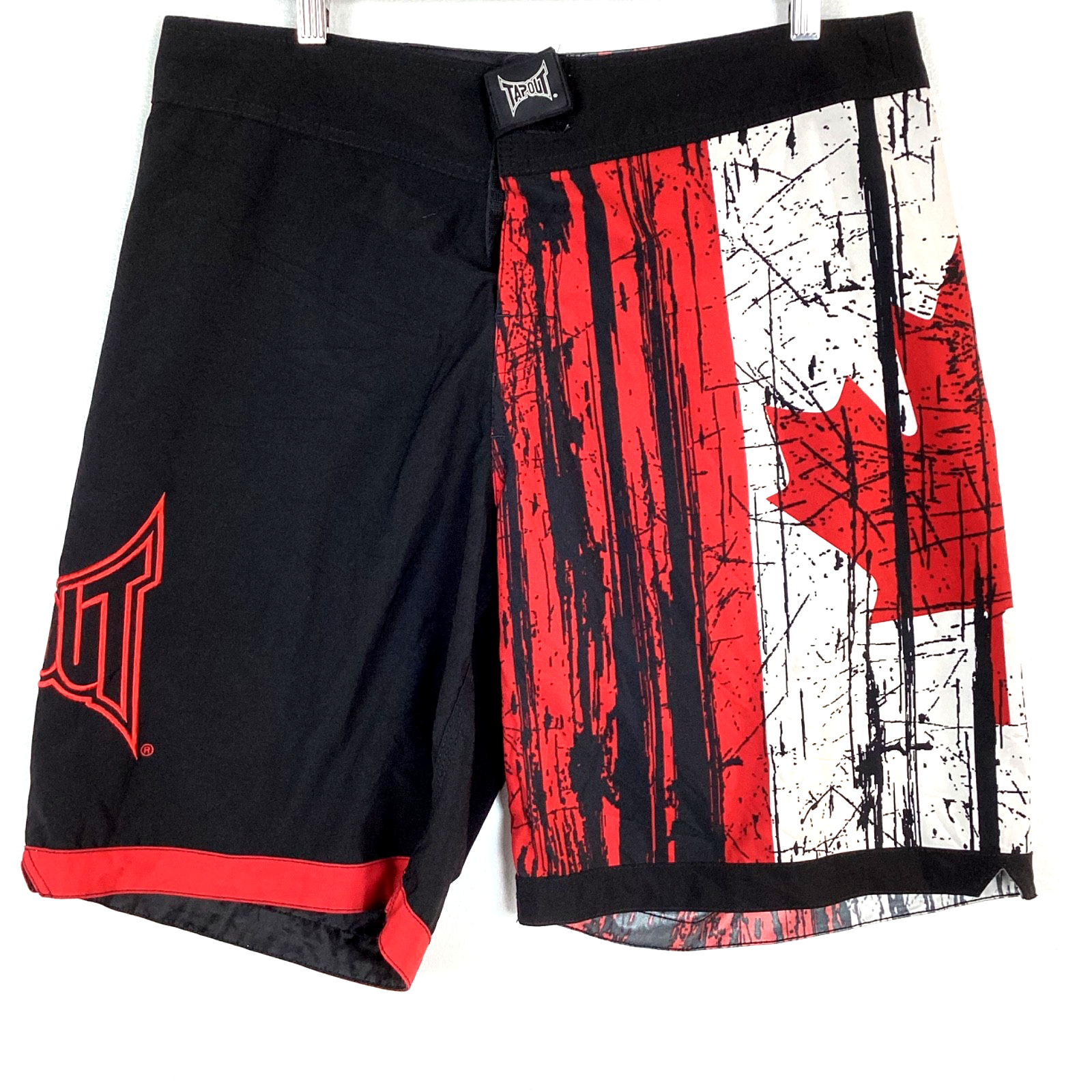 Tapout Mma Shorts Size 34 Black Canadian Flag Y2K