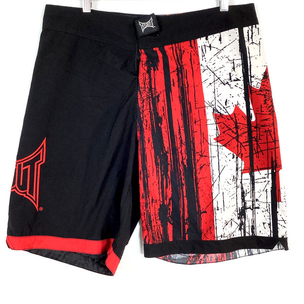 Tapout Mma Shorts Size 34 Black Canadian Flag Y2K