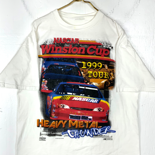 Vintage Nascar Winston Cup Tour T-Shirt XL White 1999 Heavy Metal Thunder 90s