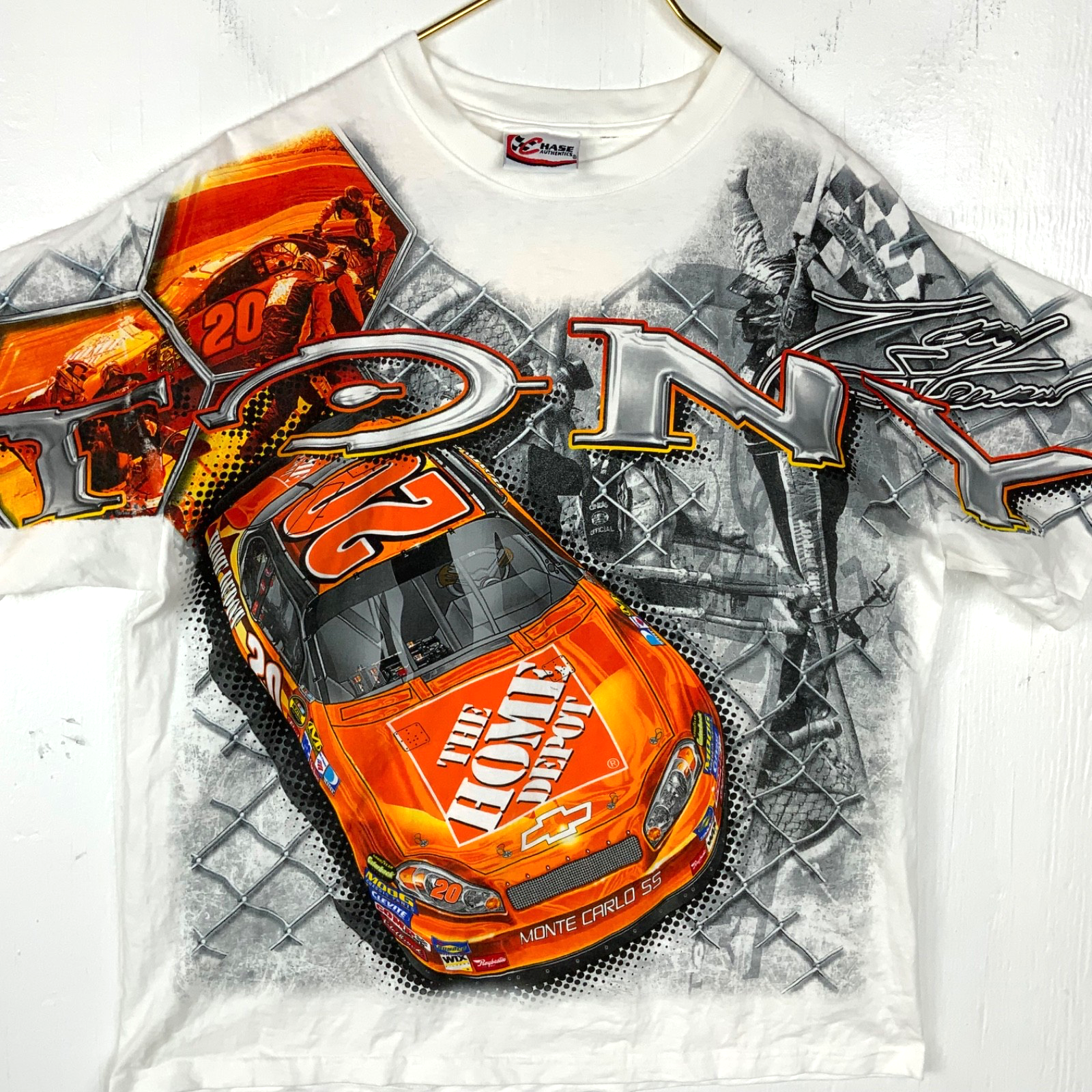 Vintage Nascar Chase T-shirt XL White All Over Print Tony Stewart Halo