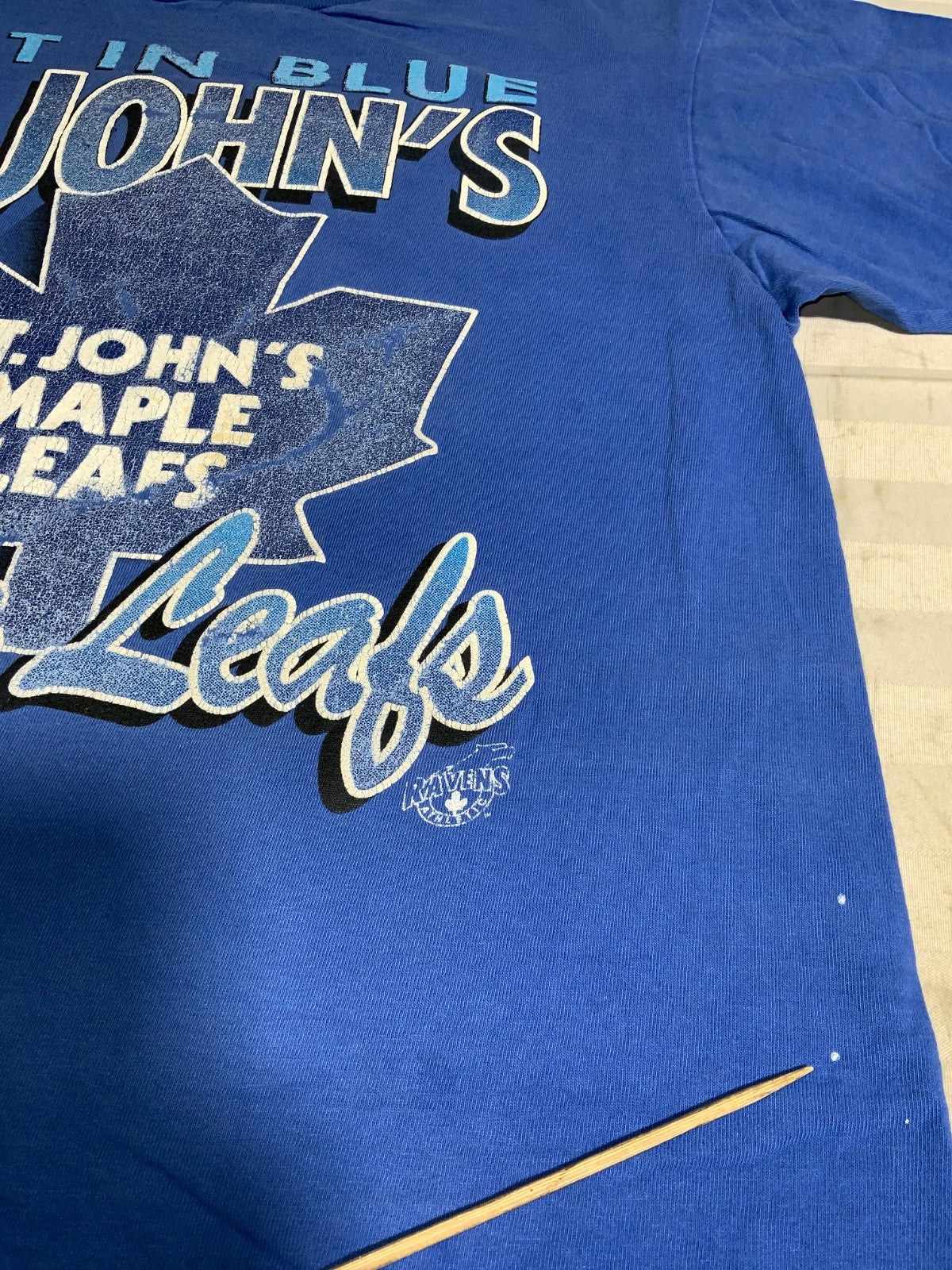 Vintage St. John’s Maple Leafs T-Shirt Large Single Stitch Nhl Best In Blue 90s