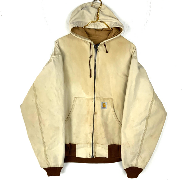 Vintage Carhartt Jacket XL Brown Hooded Full Zip Active Lined Work Wear 90s