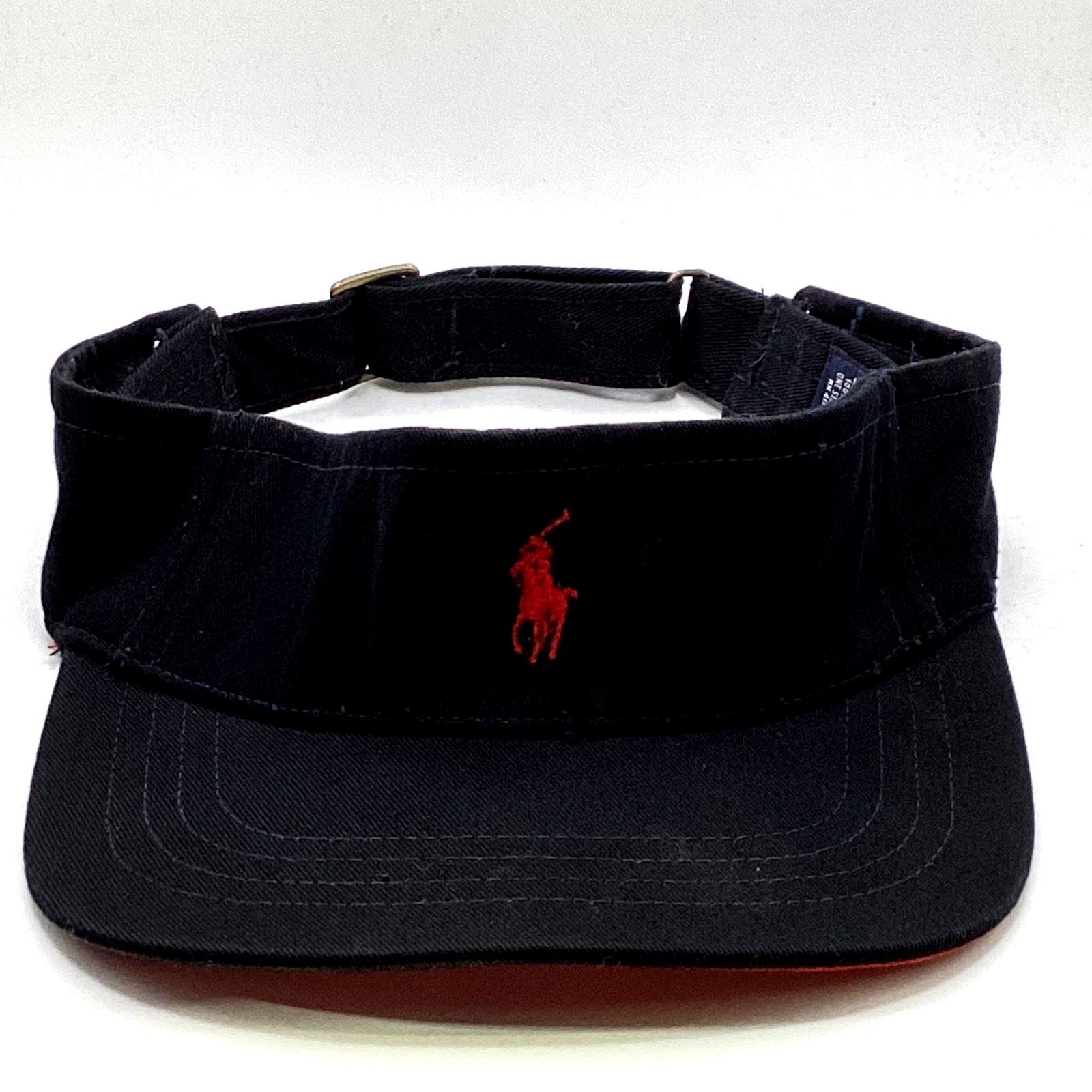 Vintage Polo Ralph Lauren Black Visor Hat Cap Adjustable Made In Usa