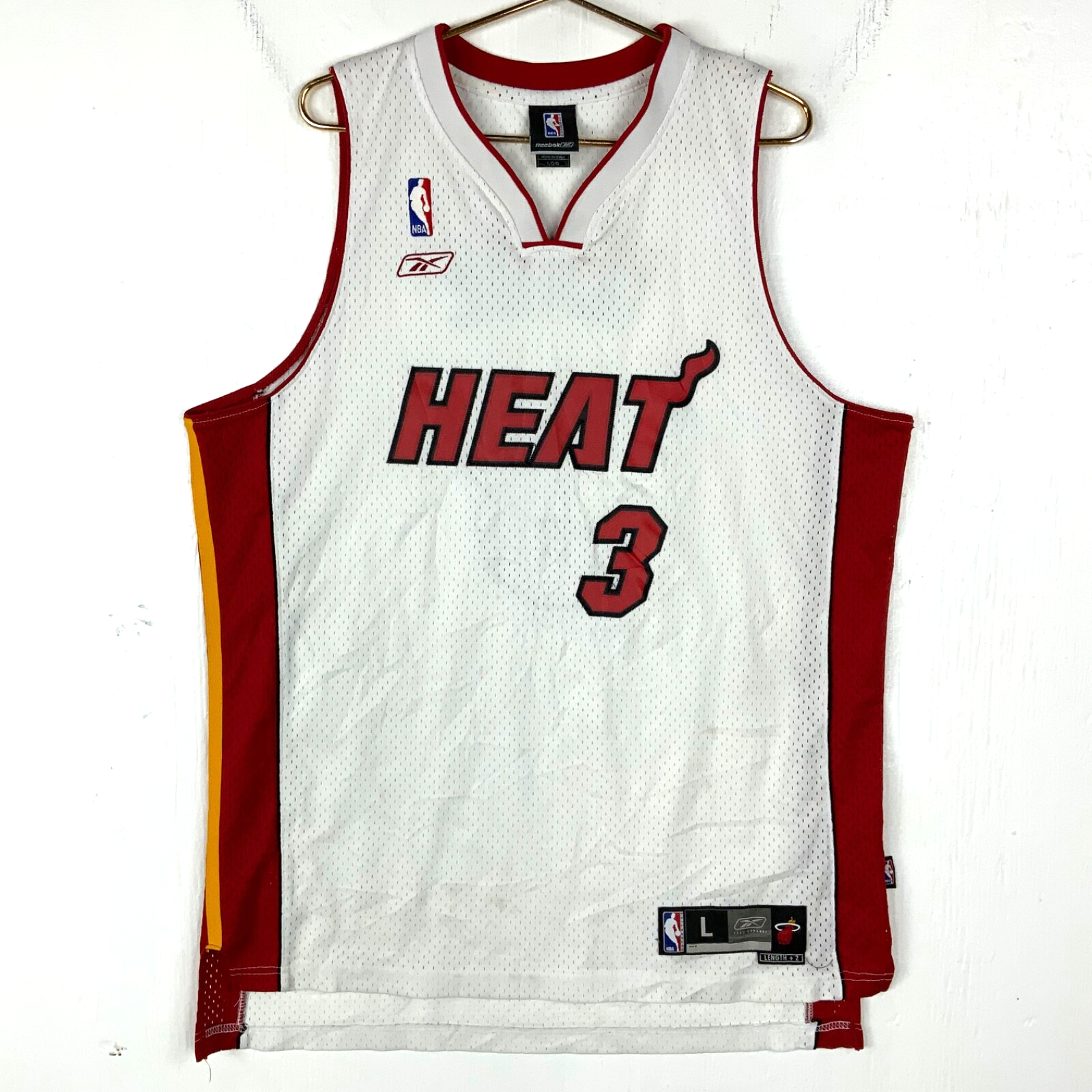Miami Heat Reebok Jersey Size Large White Nba Authentics Dwyane Wade