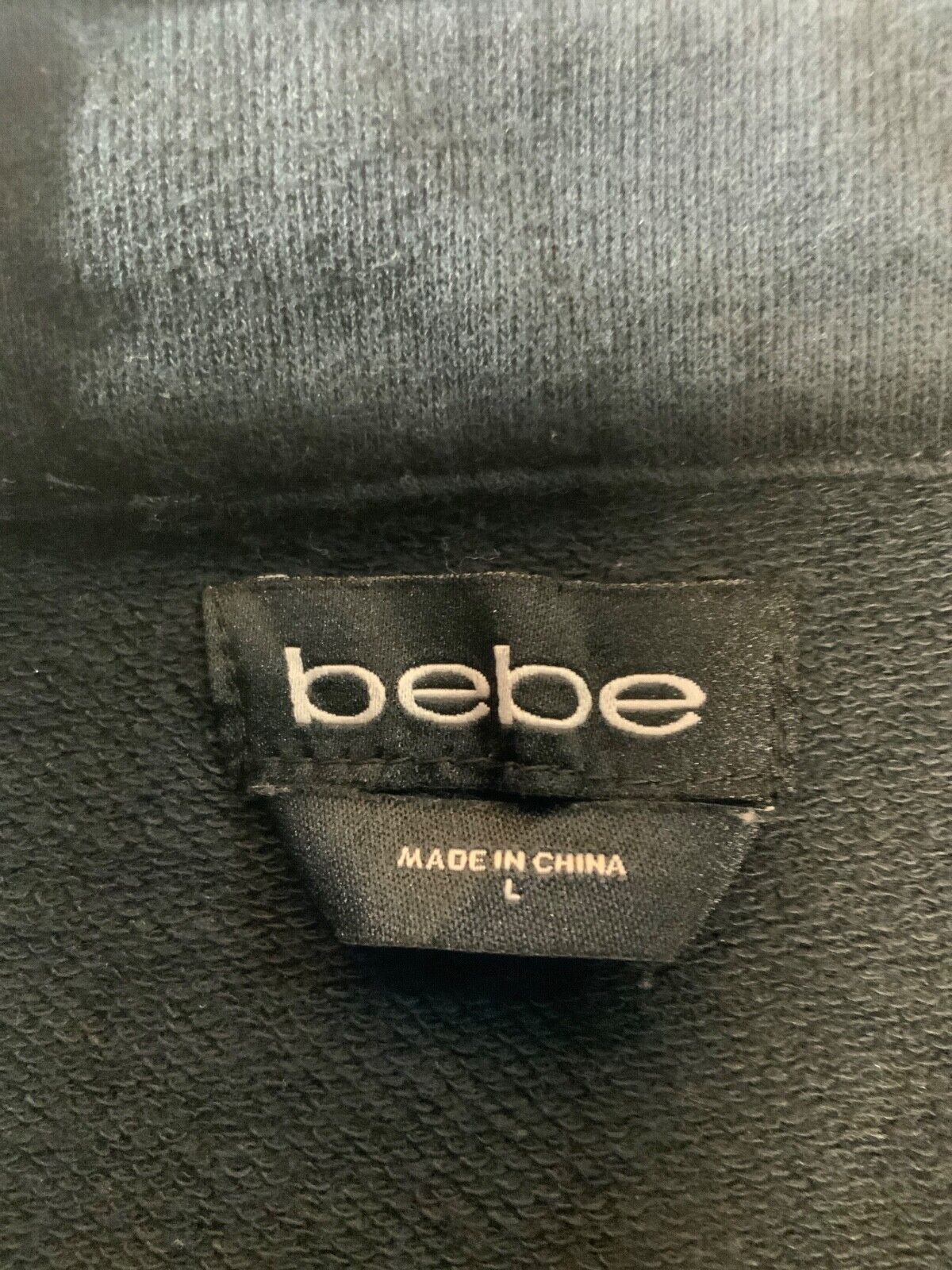 BeBe Rhinestone Women's Sweatshirt Large Black Full Zip Y2k