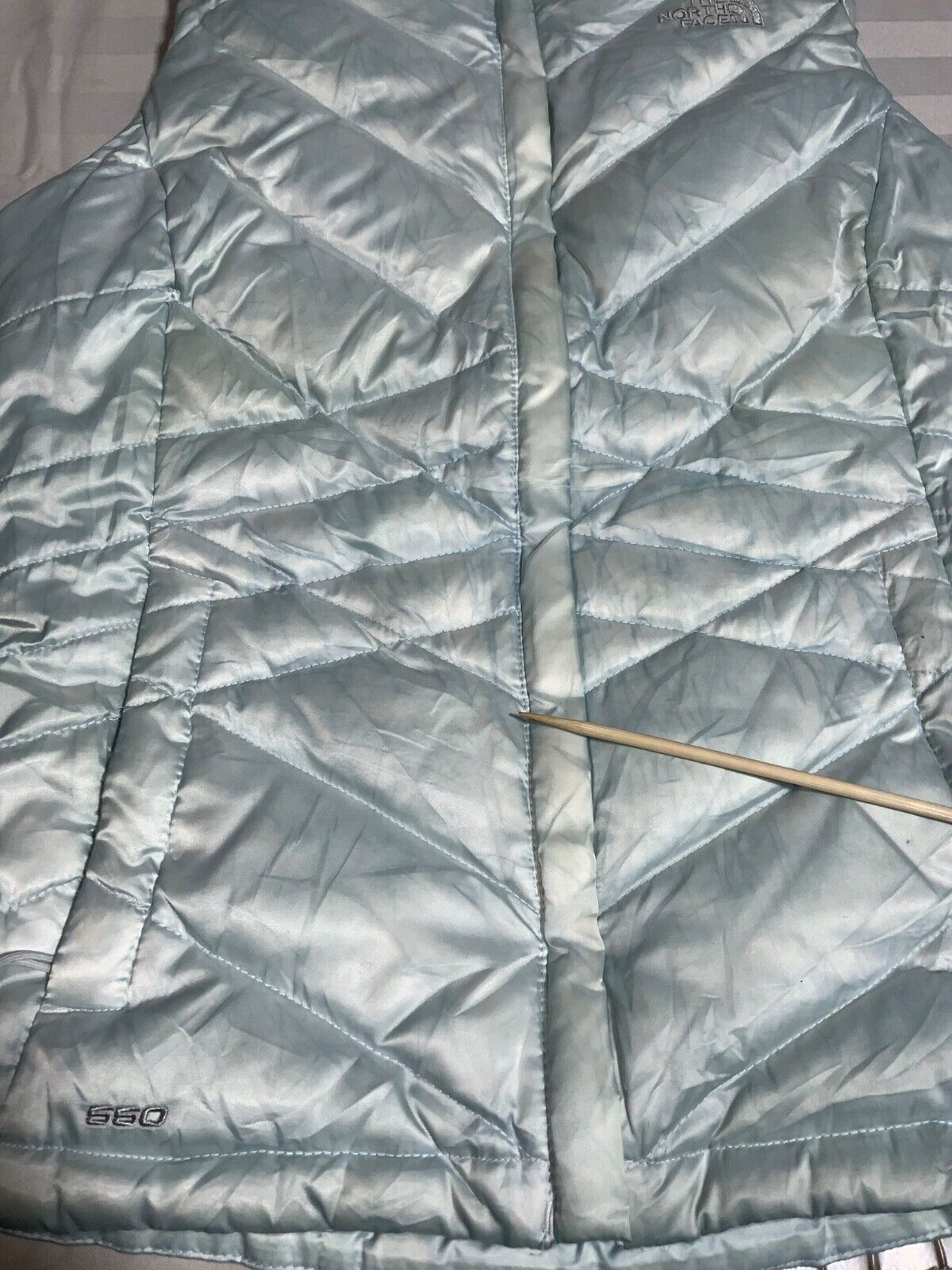 The North Face Women's 550 Down Vest Size Small Blue Full Zip Light Puffer