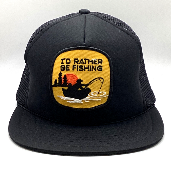 Vintage 1980's Trucker Snap Back Hat Cap Adjustable I’d Rather be Fishing